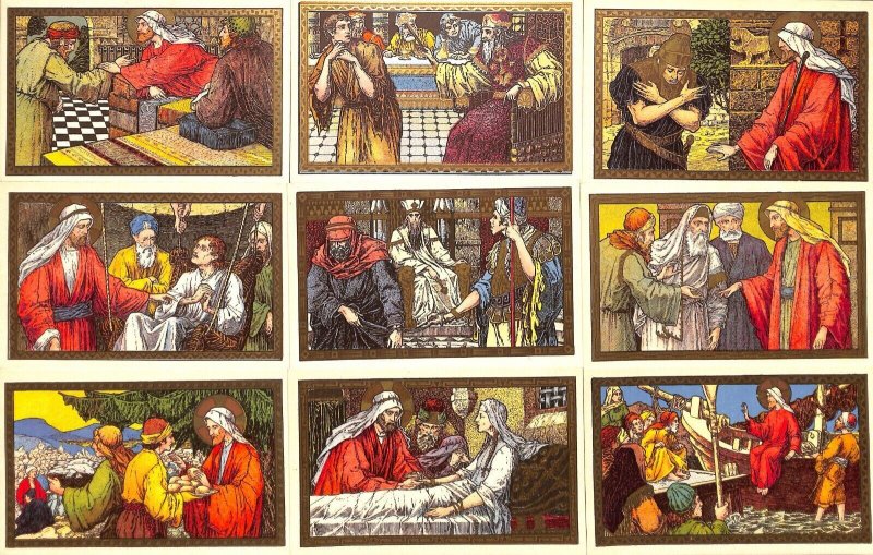 The Sunday Gospels in images 52 artistically colored postcards by René de Cramer 