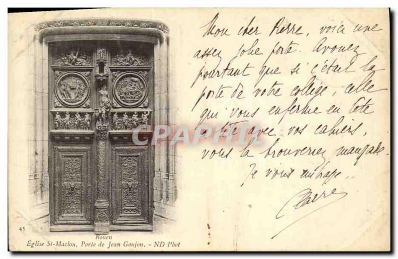 Old Postcard Rouen The Church of Saint Maclou Gate Jean Goujon