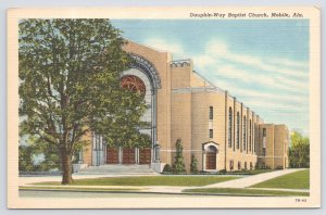Mobile Alabama~Dauphin-Way Baptist Church~Linen Postcard