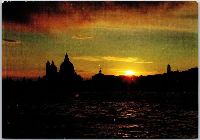 Venezia - Sunset on St. Mark's Basin Venice Italy Real Photo RPPC Postcard