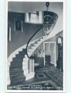 1950's rppc STAIRWELL AT THE BLACK HOUSE Ellsworth Maine ME HM3971