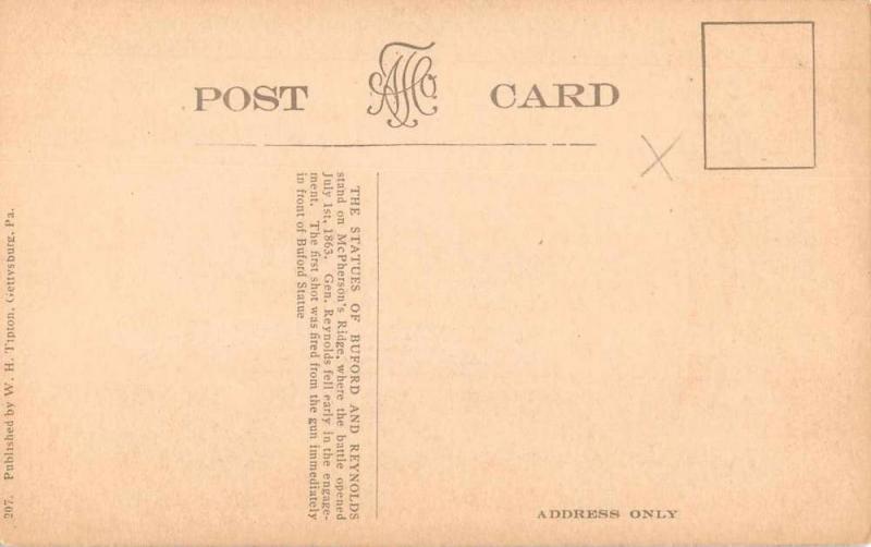 Gettysburg Pennsylvania Monuments Antique Postcard J47299