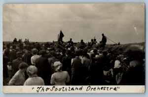 c1910's The Southland Orchestra Crowded People RPPC Photo Antique Postcard