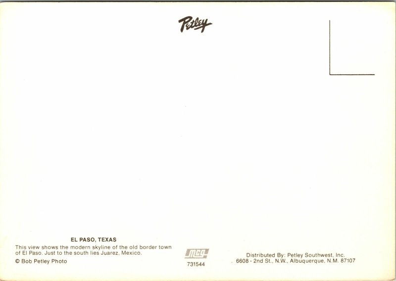 VINTAGE CONTINENTAL SIZE POSTCARD EL PASO TEXAS DOWNTOWN EARLY 1980s