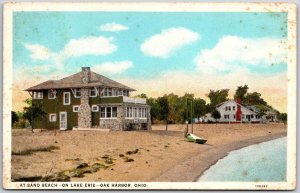 Sun Beach Lake Erie Oak Harbor Ohio OH Hotel Inn Building Ocean View Postcard