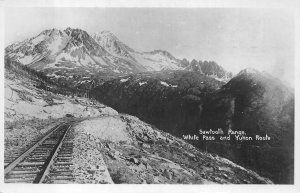 RPPC SAWTOOTH RANGE WHITE PASS & YUKON ROUTE ALASKA REAL PHOTO POSTCARD c. 1930