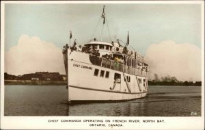 North Bay Ontario Steamer Boat Chief Commanda Real Photo Postcard