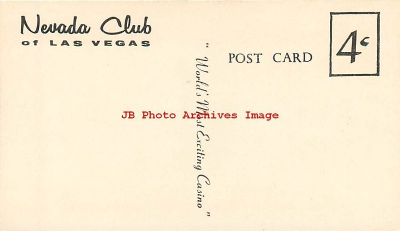 Advertising Postcard, Nevada Club of Las Vegas, Excited Man with Bag of Money