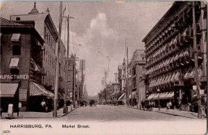 View Looking Up Market Street, Harrisburg PA c1907 UDB Vintage Postcard H40