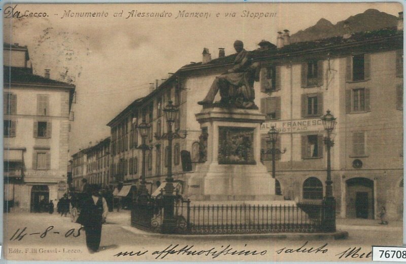 76708 - vintage postcard - LECCO City: Manzoni 1905 monument-