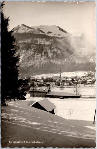 Saint Gilgen Mit dem Schafberg Mountain In Austria Real Photo RPPC Postcard