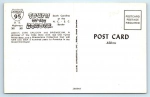 3 Postcards SOUTH OF THE BORDER, SC ~ Hot Tamale, Pedro's Saloon & Interior