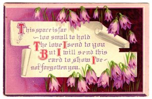 Love I Send You, Embossed, Vintage Romantic Used Postcard