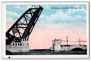 c1930's Lift Bridge On Causeway Galveston Texas TX Unposted Vintage Postcard