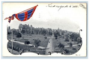 1905 Flag Print, Queen Square St. John New Brunswick Unposted Antique Postcard 