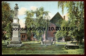 h3719 - HAMPTON Virginia Postcard 1910s Church & Soldier Monument by Leighton