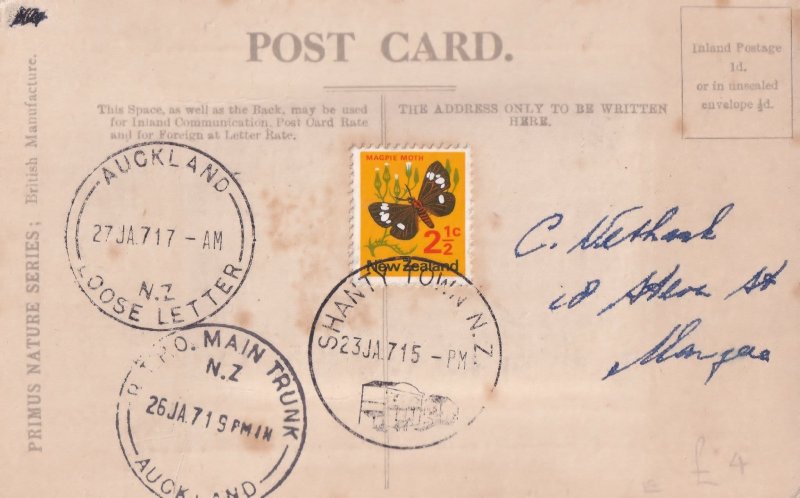 Shanty Town New Zealand Main Trunk Auckland WW1 Postmark Postcard