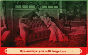 Vintage Postcard 1910's Bye-and-Bye You Will Forget Me Man & Woman on Couch Love
