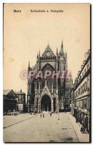 Old Postcard Metz Kathedrale u Domplatz