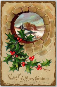 VINTAGE POSTCARD CIRCLE VIEW CHRISTMAS GREETINGS THISTLE POSTED 1911 TRENTON NJ