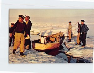 Postcard Sealskin Boat Eskimo Arctic Alaska USA