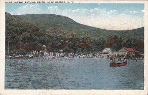 Postcard Snug Harbor Bathing Beach Lake George NY