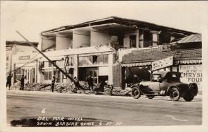 Del Mar Hotel Santa Barbara Earthquake 1925 California UNUSED RPPC Postcard E51