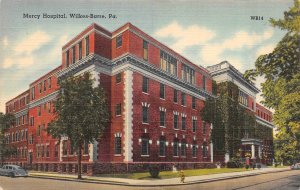 Wilkes-Barre, PA Pennsylvania   MERCY HOSPITAL   1944 Linen Postcard