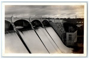 c1940's View Of Madden Dam Panama, Waterfall RPPC Photo Vintage Postcard