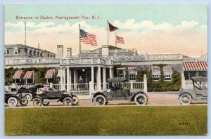 NARRAGANSETT POINT RHODE ISLAND*RI*ENTRANCE TO CASINO*1907-1915 ERA UNUSED*FLAGS