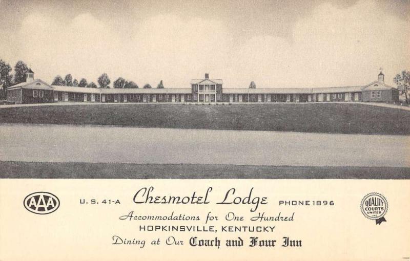 Hopkinsville Kentucky Chesmotel Lodge Street View Antique Postcard K97404