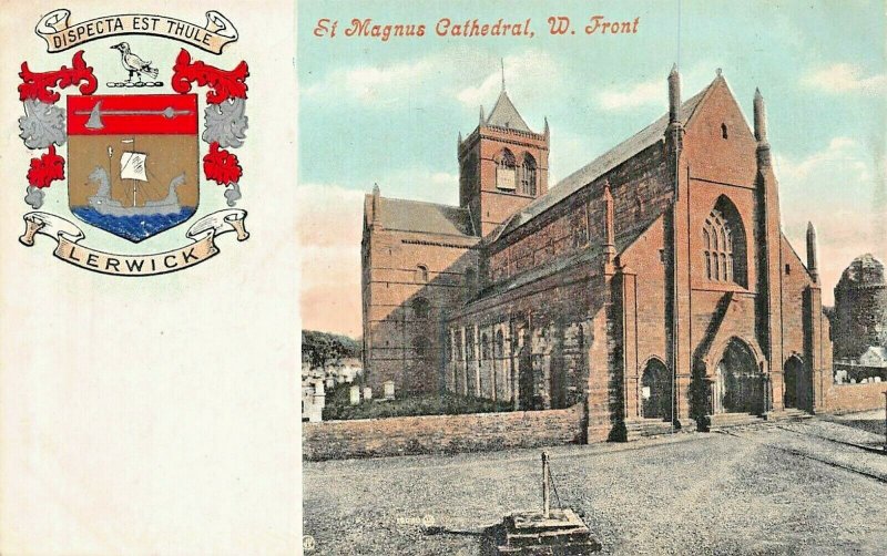 ORKNEY SCOTLAND UK~ST MAGNUS CATHEDRAL~LERWICK HERALDRY POSTCARD