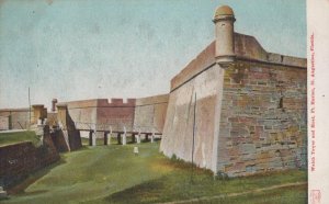 WATCH TOWER & MOAT FORT MARION ST. AUGUSTINE FLORIDA POSTCARD (c. 1905)