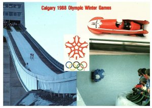 Calgary 1988 Olympic Winter Games Bobsleigh Luge Ski Jump Postcard