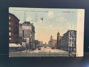 Postcard 1907 View of the Capitol from Pennsylvania Ave, Washington DC.  W9