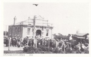 Opunake Taranaki Post Office in 1918 During WW1 New Zealand Postcard