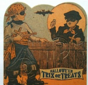 Halloween Boys Diecut Lollypop Candy Sucker Card E Rosen Original Unused Vintage