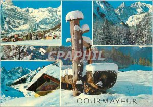 Postcard Modern Courmayeur 1224 m panorama invernale junivia val veny bianco ...
