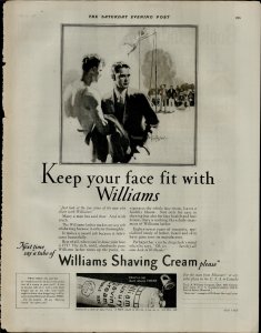 1927 Willams Shaving Cream Keep Your Face Fit Vintage Print Ad 3870