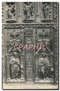 Old Postcard Aix en Provence detail of the Door of the Cathedral St Savior XV...