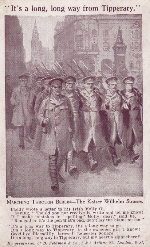 Its A Long Way From Tipperary Irish Soldier Berlin Marching Postcard