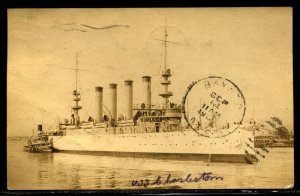 U.S.S.Charleston RPPC Mailed Norfolk to Bayard Nebraska SCARCE