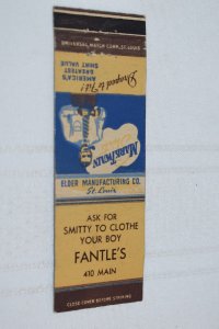 Mark Twain Shirts Fantle's Advertising 20 Strike Matchbook Cover