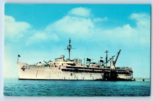 Norfolk Virginia VA Postcard USS Orion Submarine Tender Homeported Steamer c1960