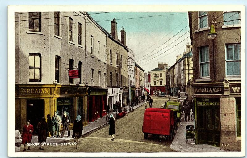 Shop Street Galway Ireland Street View Town View Vintage Postcard D74