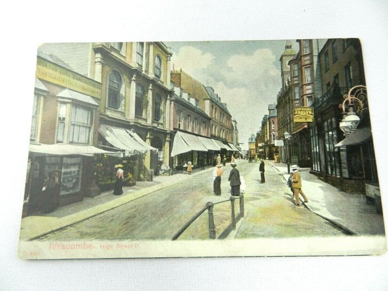 Vintage Postcard llfracombe High Street II Devon England Color Street View