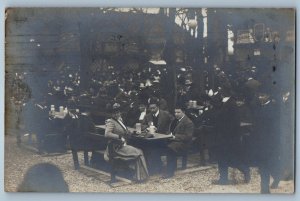 Munich Bavaria Germany Postcard Beer Garden Dining Table 1911 RPPC Photo