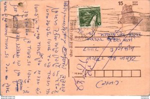 India Postal Stationery George VI 9 ps ovpt Half Anna Ajmer cds Hulas Rai Sar...