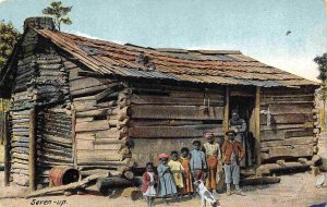 Seven Up African American Black Family Log Cabin 1910c postcard