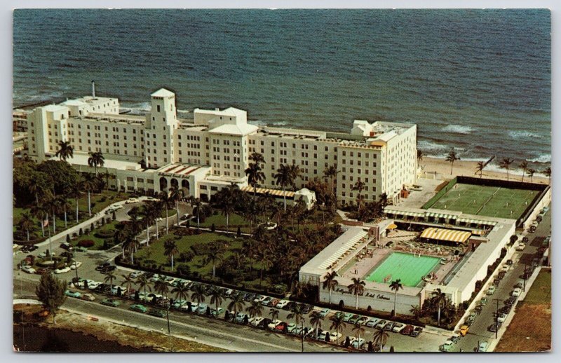 Hollywood Beach Hotel Florida Pool Tennis Court By The Sea Roadway View Postcard